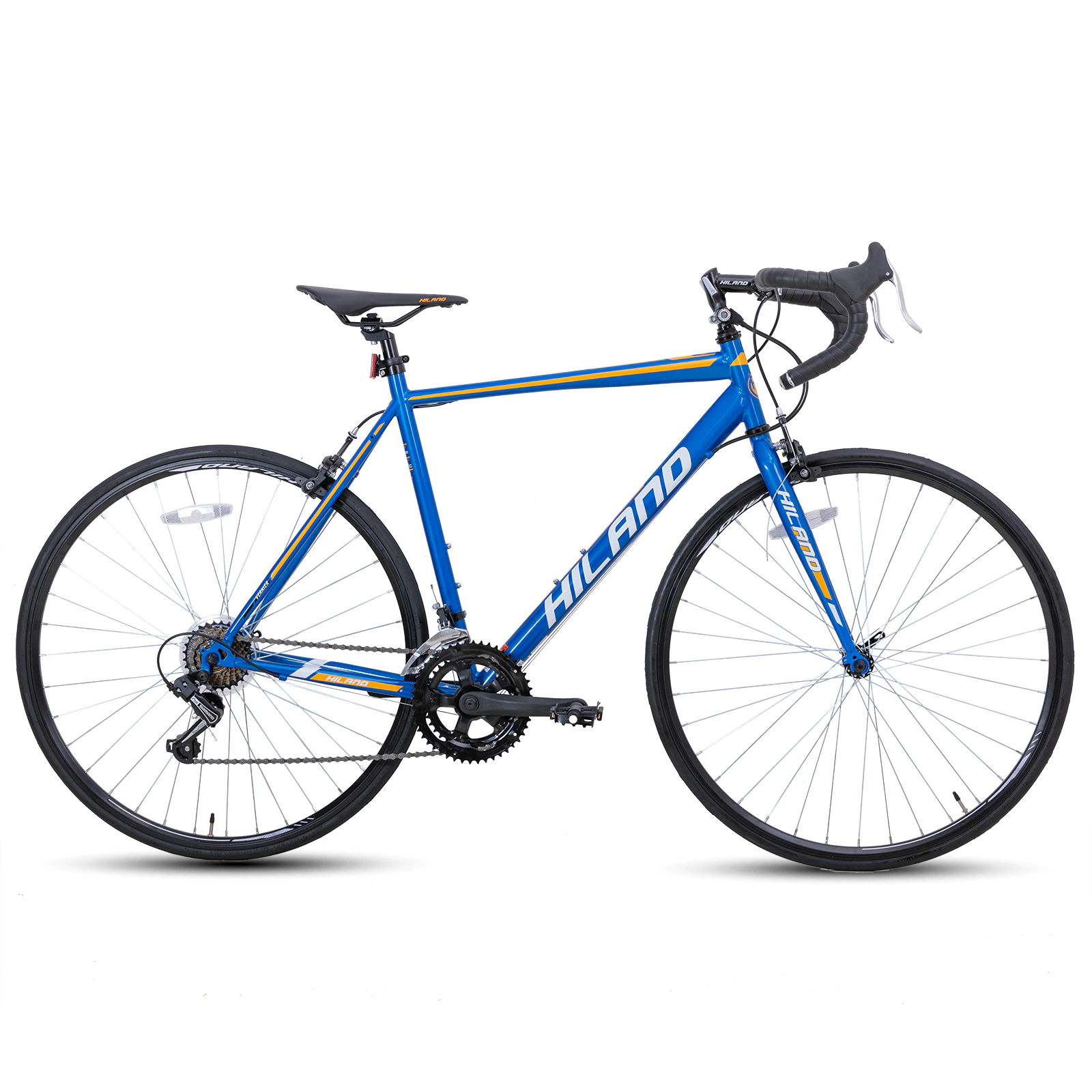 Hiland Bicicletta da Corsa 700C con Cambio Shimano a 21 Velocità Bici da Strada per Uomo e Donna con Freno a Disco da 53cm 57 cm Bike Bianco e Blu Nero 